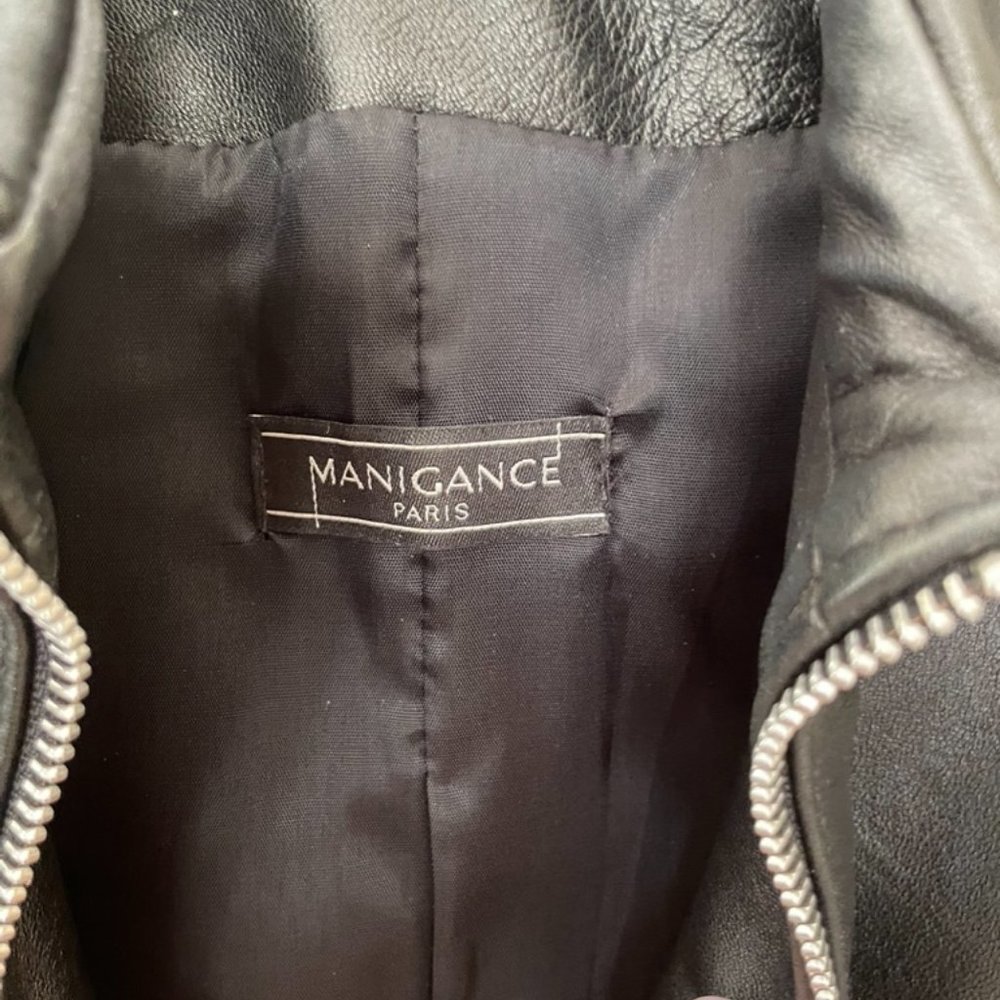 Manigance Paris Black Leather Moto Jacket sz 40 US M - Picture 2 of 5
